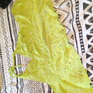 Lime Green Halter Sequin Women's Top